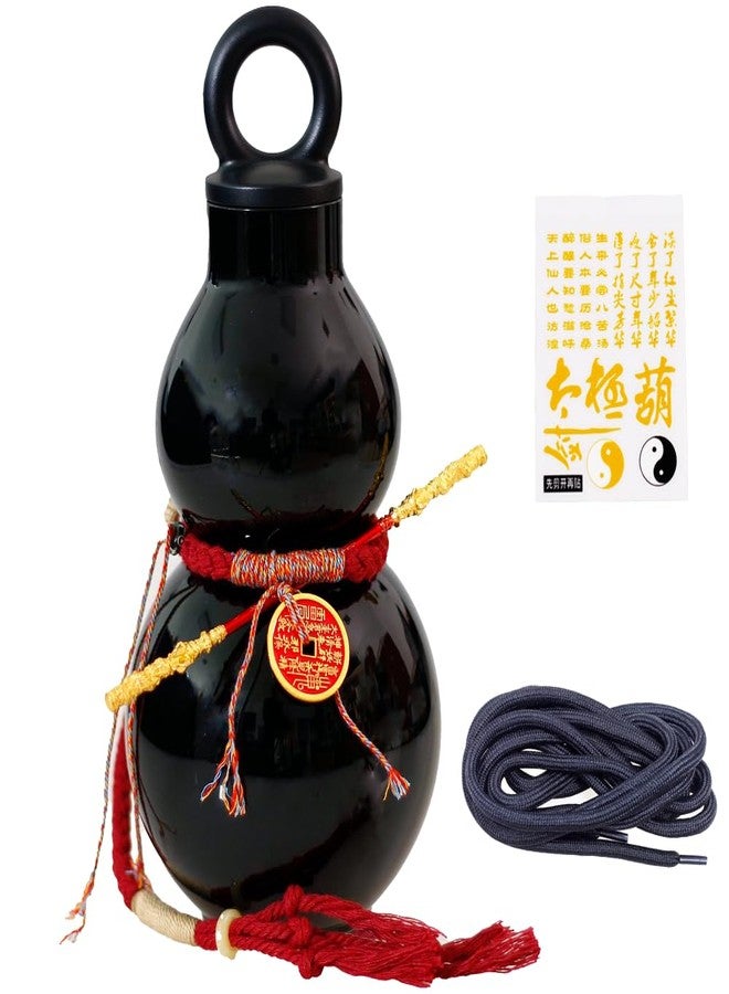 Lanxitown Gourd Water Bottle 800ml/28oz Gourd Style Water Bottle with Mini Golden Cudgel and Copper Coin Decorative Rope and DIY Stickers Chinese Retro-Inspired - Image 1