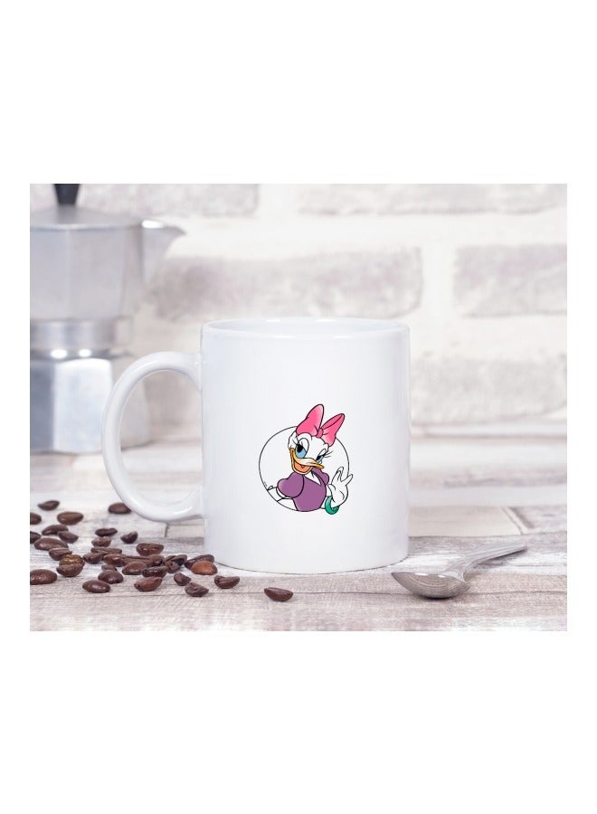 LIT Daisy Duck Printed White Ceramic Coffee Mug - Image 2
