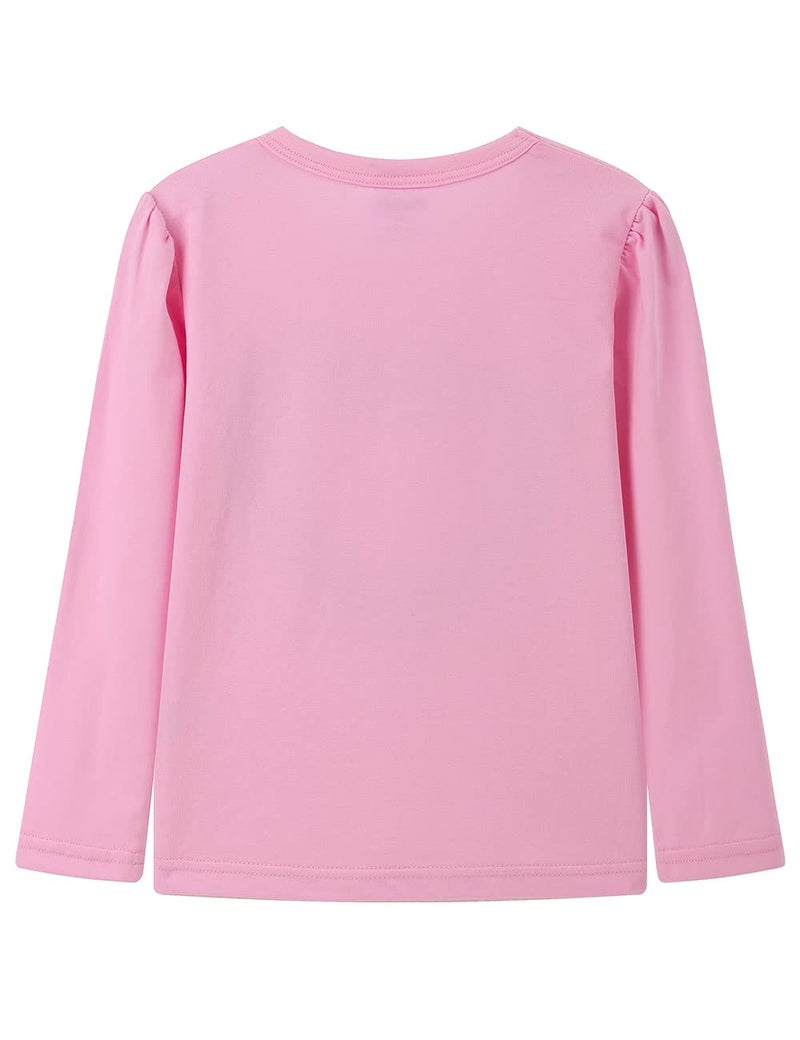 Noomelfish Girls Ruffle Heart T-Shirts Cute Long Sleeve Tee Tops, Pink, Size 9-10 Years - Image 2