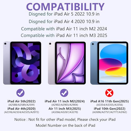 TaIYanG Compatible for iPad Air 11 inch Case with Keyboard for iPad Air 5 2022/iPad Air 4th Gen Keyboard Case with Pencil Holder - Flip Stand Cover for iPad Air 11" M3/M2/iPad 5th 2022/ 4th 2020 - Image 2