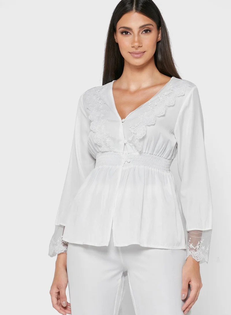 Khizana Lace Trim Pyjama Set