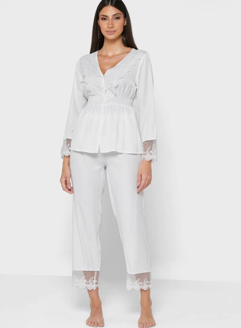 Khizana Lace Trim Pyjama Set