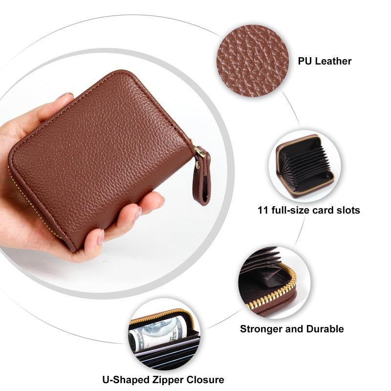 EcoVision Credit Card Holder RFID Card Case Wallet, Small Accordion Zipper Card Case Holder, Card Organizer Case for Women Men - Image 5