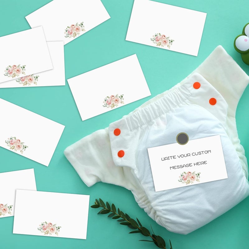 Gihyan Late Night Diapers Sign Greenery Floral Note Cards Diaper Thoughts Late Night Diaper Baby Shower Game Set1 Standing Sign  20 Blank Greeting Cards Blush Pink Baby Shower Party Favor Decor  A07 - Image 2