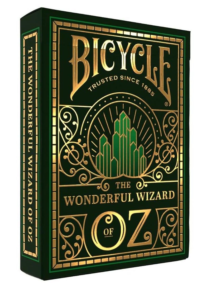 Bicycle بطاقات لعب ساحر أوز، مجموعة بطاقات مستوحاة من أوز، زمرد وذهب، 1 مجموعة - Image 1