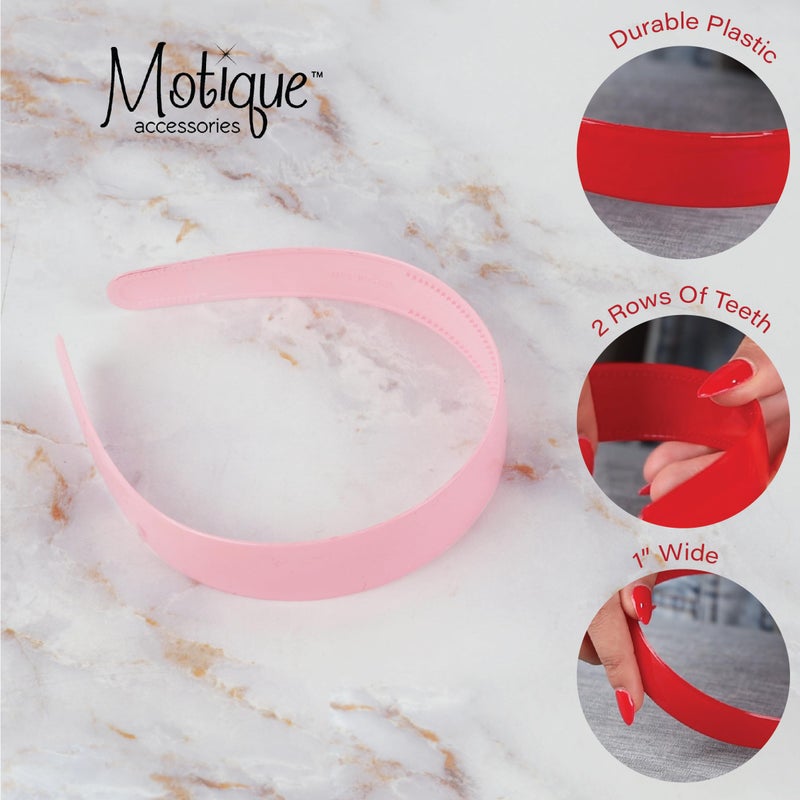 Motique Accessories إكسسوارات موتيك رأسية بلاستيكية صلبة سوداء بعرض 1 إنش مع أسنان للنساء والفتيات - Image 3