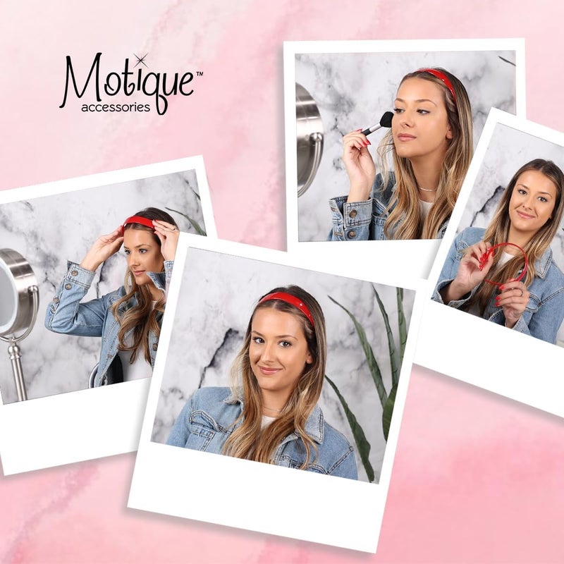 Motique Accessories إكسسوارات موتيك رأسية بلاستيكية صلبة سوداء بعرض 1 إنش مع أسنان للنساء والفتيات - Image 4