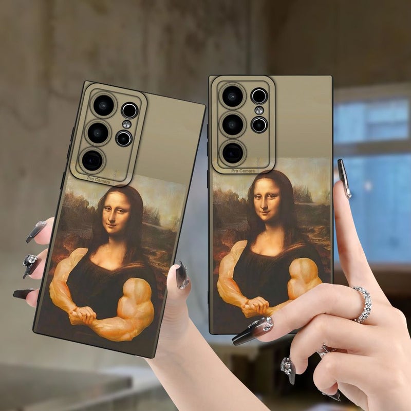 Creative Muscle Print Phone Case With Mona Lisa Art Black Matte Finish For Samsung Galaxy A52 5G Fully Protective Case - Image 5