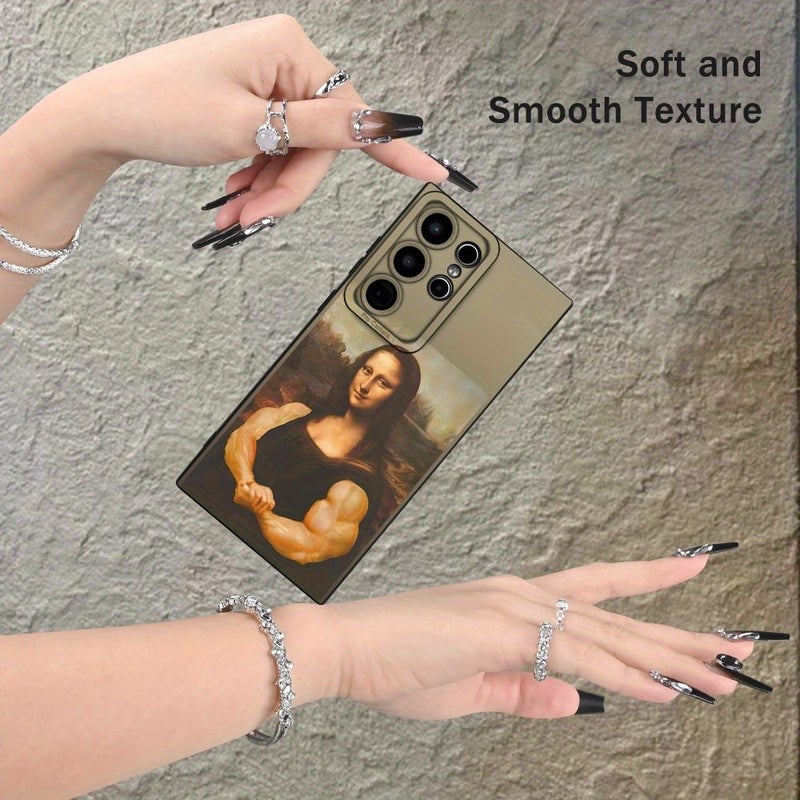 Creative Muscle Print Phone Case With Mona Lisa Art Black Matte Finish For Samsung Galaxy A52 5G Fully Protective Case - Image 2