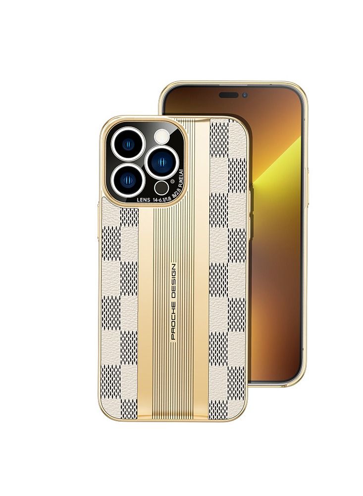 Suteni Electroplated Soft Edge Back Cover Leather Phone Case for iPhone