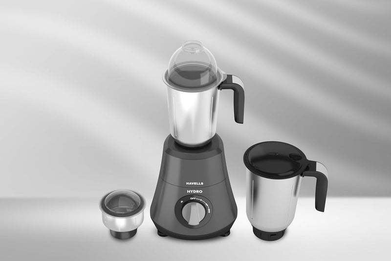 Havells 750W Hydro Neo Mixer Grinder with 1.5L Liquidizing Jar, 1.5L Wet and Dry Jar, 0.4L Chutney Jar, Grey - Image 4
