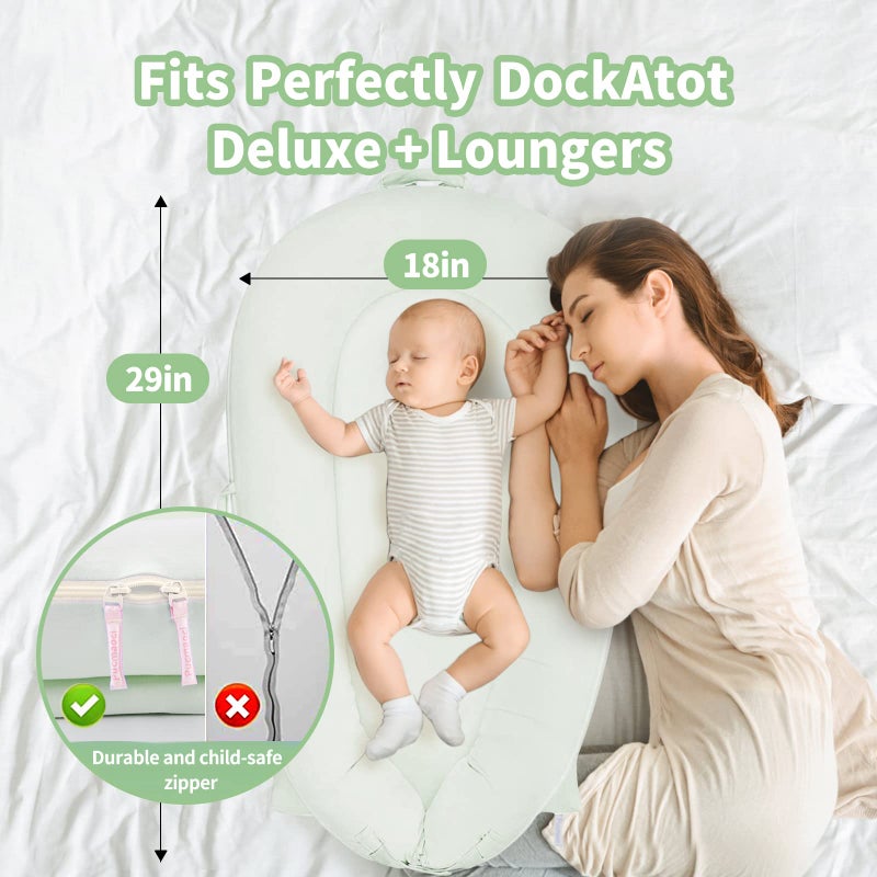 Pucmaoci Organic Replacement Cover for Dockatot Deluxe+ Docks with Waterproof Pad Certified Organic Cotton Protects Against leaks Premium Quality Spare Cover (Cover Only) (Green) - Image 5