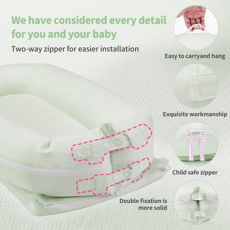 Pucmaoci Organic Replacement Cover for Dockatot Deluxe+ Docks with Waterproof Pad Certified Organic Cotton Protects Against leaks Premium Quality Spare Cover (Cover Only) (Green) - Image 4