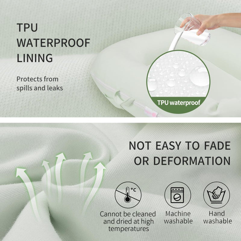 Pucmaoci Organic Replacement Cover for Dockatot Deluxe+ Docks with Waterproof Pad Certified Organic Cotton Protects Against leaks Premium Quality Spare Cover (Cover Only) (Green) - Image 3