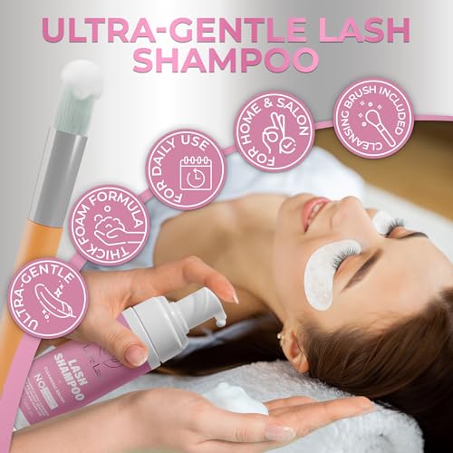 Liore Lash Eyelash Extension ShampooGentle Foam Cleanser for Lash Extensions Natural Lashes Shampoo Lash Brush - Image 3