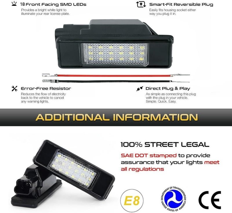 DEMULAX 6000K LED License Plate Light for Peugeot - Image 5