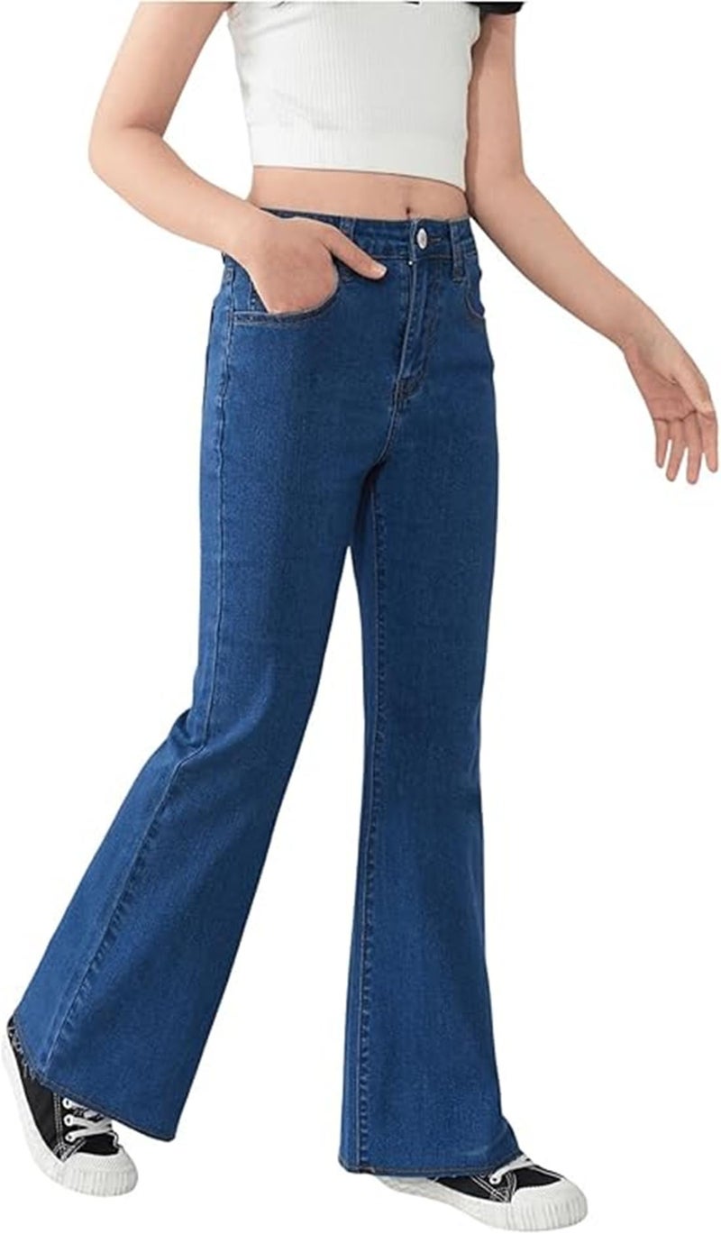 ADBUCKS Breathable and Stretchable Denim Bootcut Bell Bottom Jeans for Girls | Age Group - 8-14 Years (in, Age, 8 Years, 9 Years, Dark Blue) - Image 3