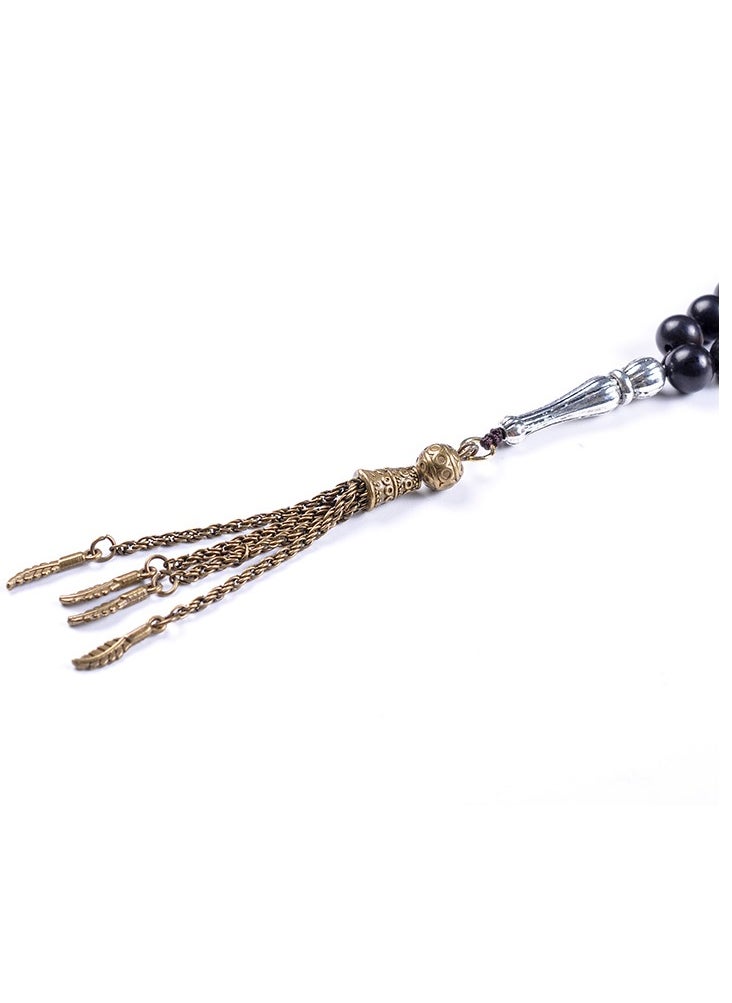 Hilalful - HilalFul Prayer Beads - Natural Black Wood| Rosary Beads for Dhikr, Prayer For Adults | Islamic Gift Eid, Ramadan, Wedding, Anniversary, Birthday | 99 Beads - Image 1