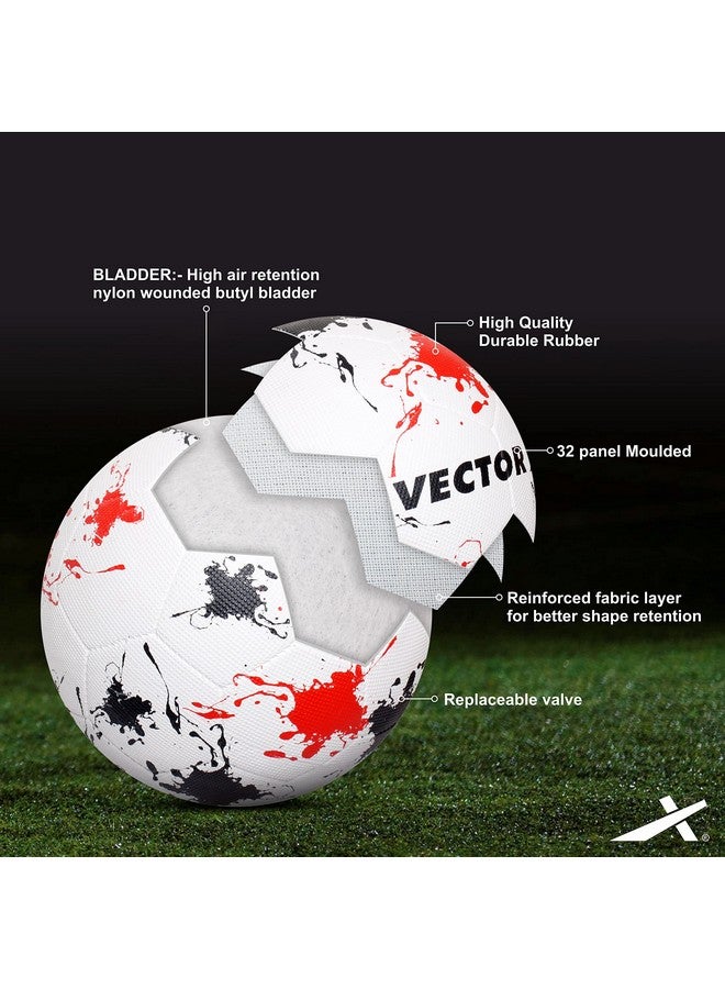 Vector X Neo Synthetic Rubber Moulded Indoor/Outdoor Football + Pump with Latex Bladder, White-Black-Red, Size 5, Suitable for Match and Training for Adults 15+ Years - Image 2