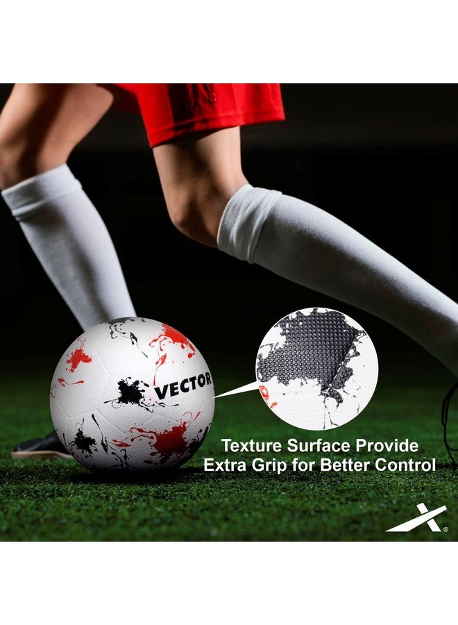 Vector X Neo Synthetic Rubber Moulded Indoor/Outdoor Football + Pump with Latex Bladder, White-Black-Red, Size 5, Suitable for Match and Training for Adults 15+ Years - Image 5