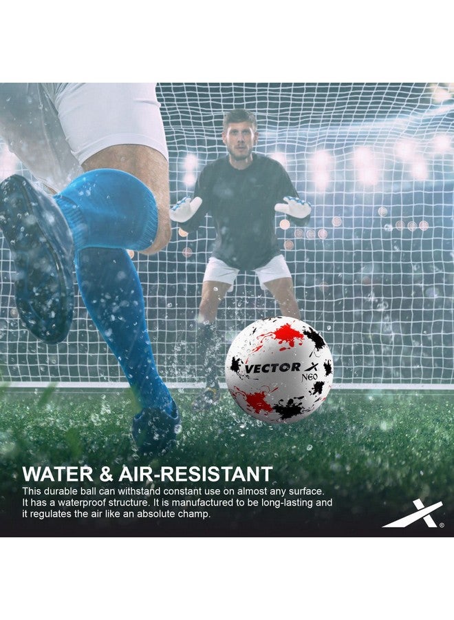 Vector X Neo Synthetic Rubber Moulded Indoor/Outdoor Football + Pump with Latex Bladder, White-Black-Red, Size 5, Suitable for Match and Training for Adults 15+ Years - Image 4
