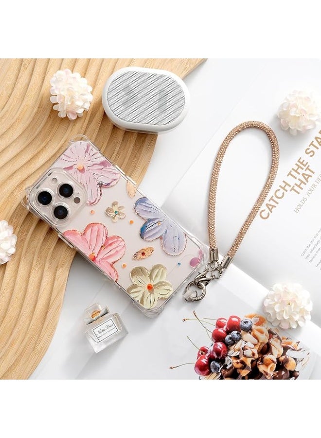 Glitter Phone Wrist Strap, Bling Rhinestone Short Hand Lanyard Bracelet with Keychain & Card Holder, Universal Mobile Phone Chain & Handbag Strap for Women - Image 3