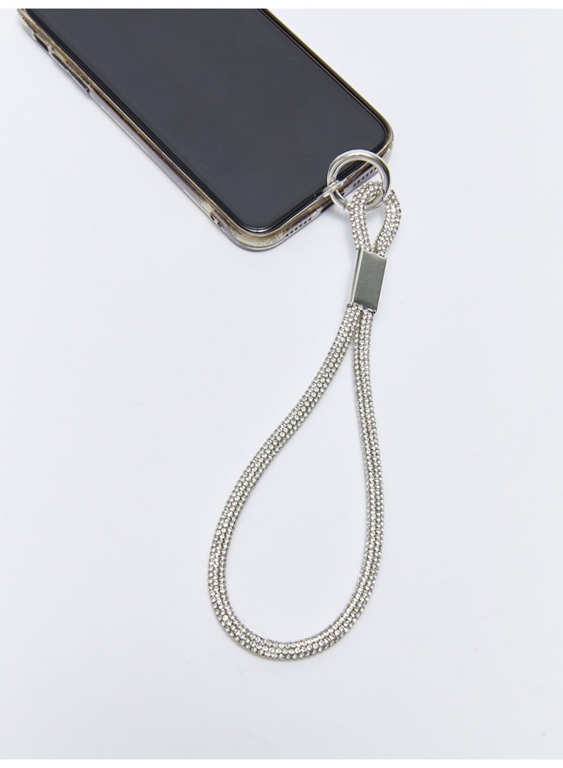 Glitter Phone Wrist Strap, Bling Rhinestone Short Hand Lanyard Bracelet with Keychain & Card Holder, Universal Mobile Phone Chain & Handbag Strap for Women - Image 4