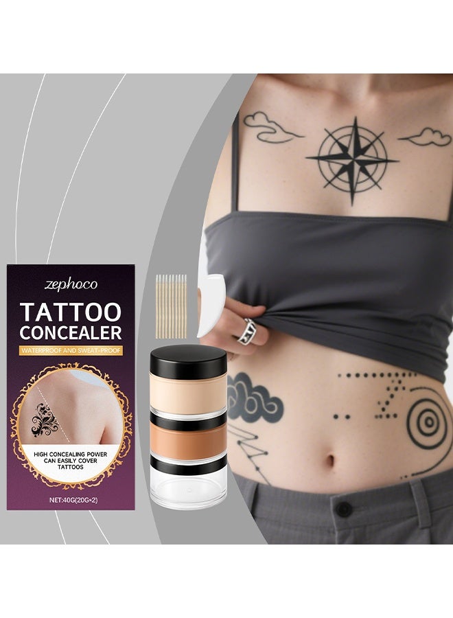 zephoco Full Coverage Tattoo Concealer Cover Up Cream, Waterproof, Sweatproof Body Concealer for Scars, Birthmarks And Dark Spots, Blendable Dual Shades, Full Coverage Concealer For Tattoos, Scars & Dark Spots, Sweatproof & Transfer-Resistant, 40G - Image 2