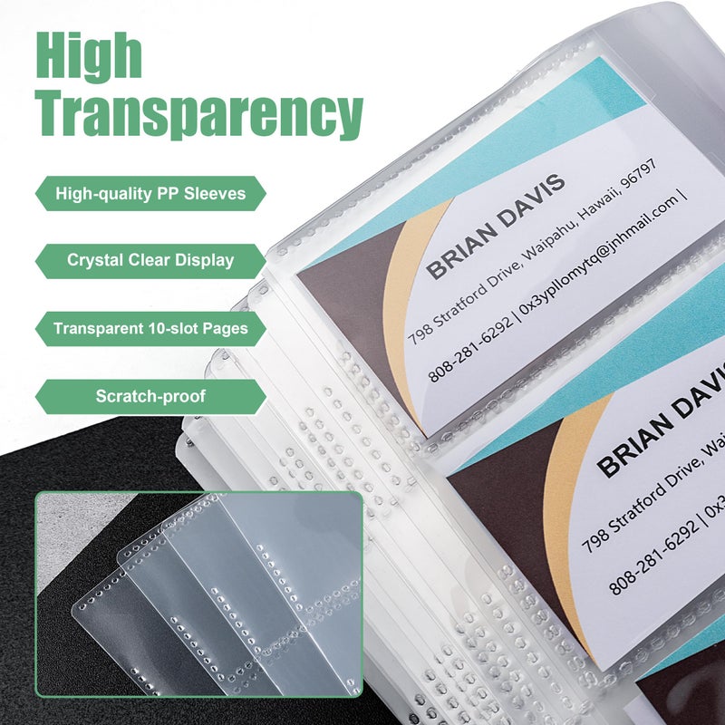 MyLifeUNIT Business Card Book, Name Card Holder Book with 600 Business Cards Capacity, Credit Card Book File Storage (Black) - Image 3