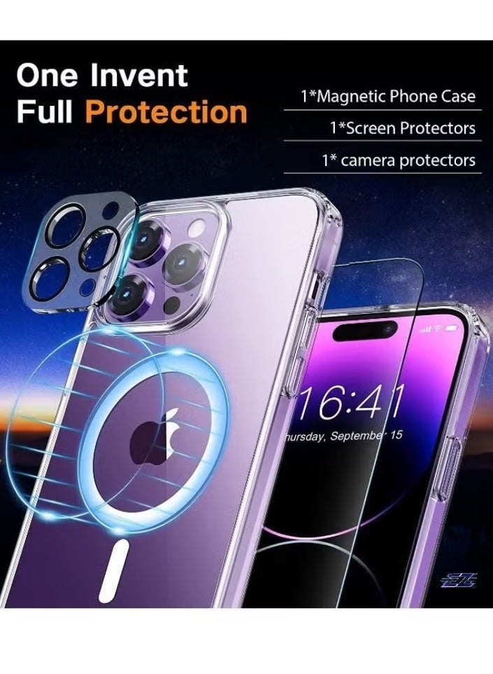 MUNTAQI iPhone 16 Pro Max Magsafe Case Cover with 9H Tempered Glass + Camera Lens Protector – Ultra Thin Scratch Resistant Drop Anti-Yellowing Magnetic Back Cover for iPhone 16 Pro Max 2024 - Image 2