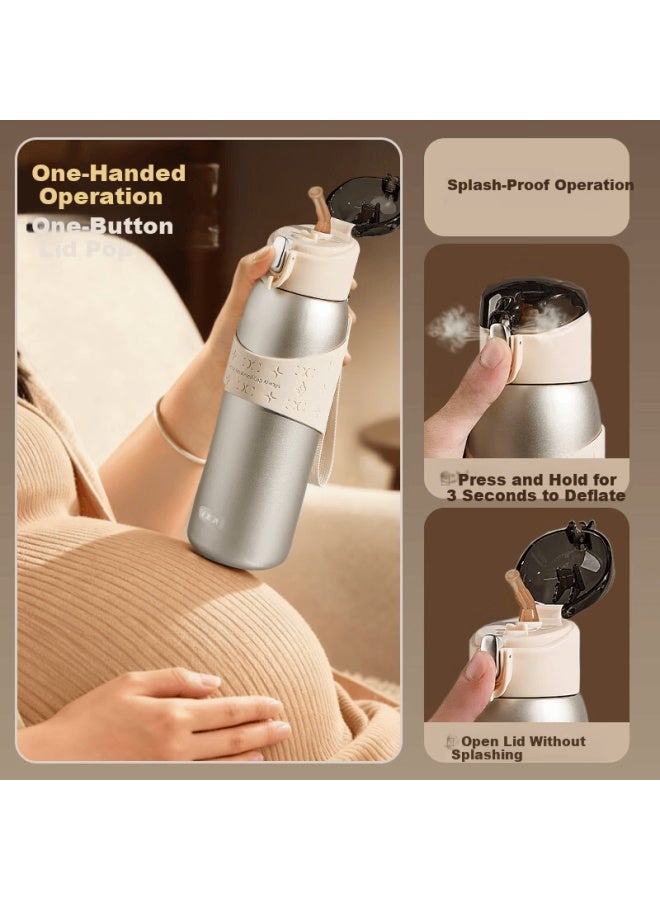 Cica Straw Insulated Water Bottle For Women High-value Maternity Drinking Cup Adult 316 Stainless Steel - Image 3
