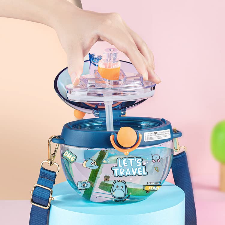 TEMSON Cute Ladybug Bottle Water Bottle with Sipper, Water Bottle for Kids, Sipper Bottle for Kids, Cartoon Kids Water Bottle for Kids with DIY Stickers -450 ML(ABL-1036) (Blue) - Image 4