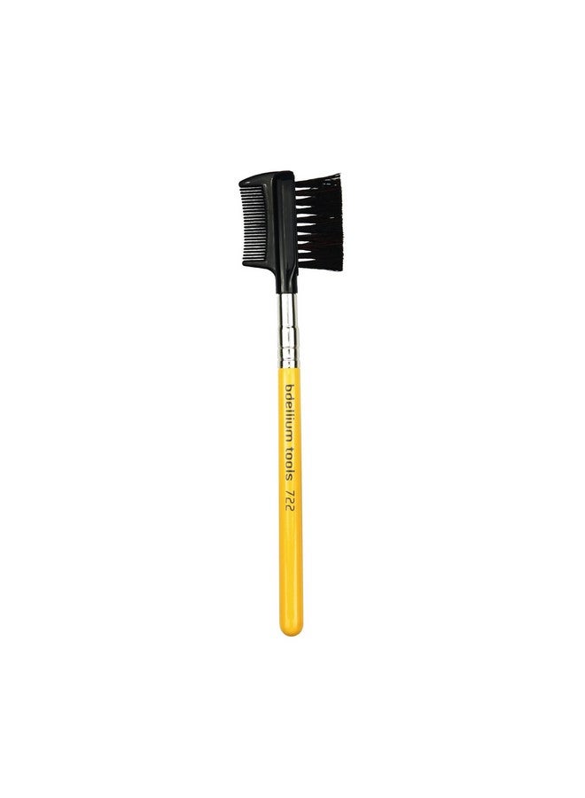Bdellium Tools Professional Makeup Brush Travel 722 Comb/Brow Short Wooden Handle For Convenient Travel For Groom Smooth And Prep Up (Yellow 1Pc) - Image 1