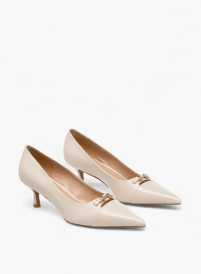 Celeste Women's Solid Slip-On Pumps with Kitten Heels