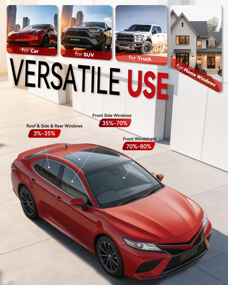 IAQWE 35% VLT Ceramic Car Window Tint Film 20" x 10ft Roll, High Heat & UV Block Privacy Film, Shatterproof & Scratch Resistant - Black - Image 5