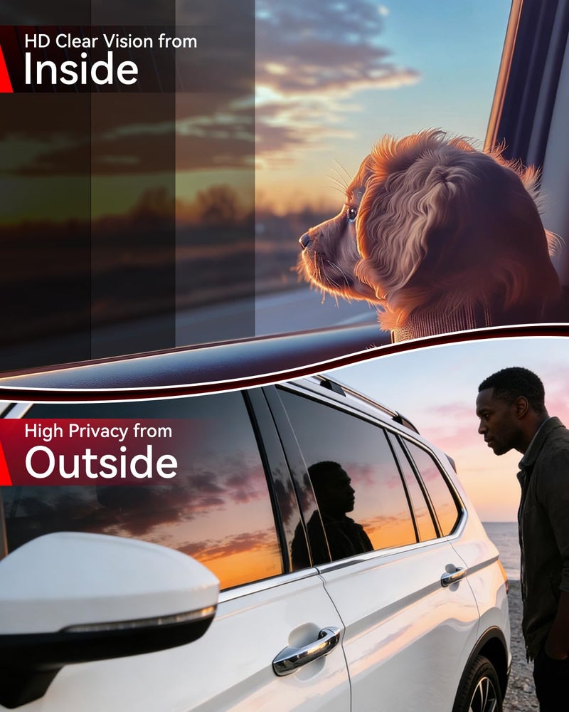 IAQWE 35% VLT Ceramic Car Window Tint Film 20" x 10ft Roll, High Heat & UV Block Privacy Film, Shatterproof & Scratch Resistant - Black - Image 4