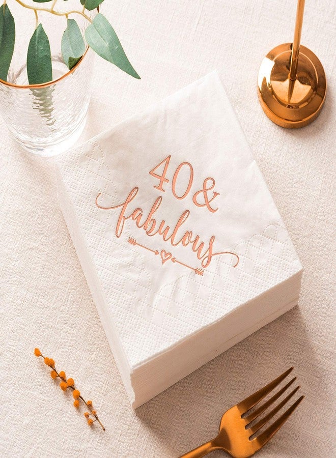 Crisky 40 and Fabulous Cocktail Napkins Rose Gold for Women 40th Birthday Decorations, 40th Birthday Bevergae Dessert Table Supplies, 50Pcs, 3-Ply - Image 4