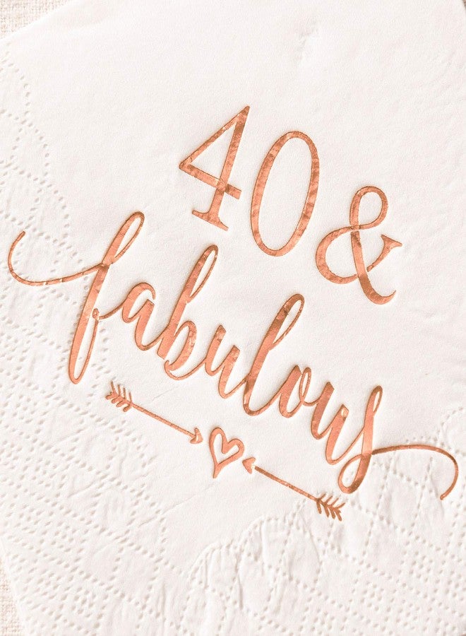 Crisky 40 and Fabulous Cocktail Napkins Rose Gold for Women 40th Birthday Decorations, 40th Birthday Bevergae Dessert Table Supplies, 50Pcs, 3-Ply - Image 3