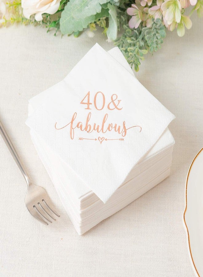 Crisky 40 and Fabulous Cocktail Napkins Rose Gold for Women 40th Birthday Decorations, 40th Birthday Bevergae Dessert Table Supplies, 50Pcs, 3-Ply - Image 5