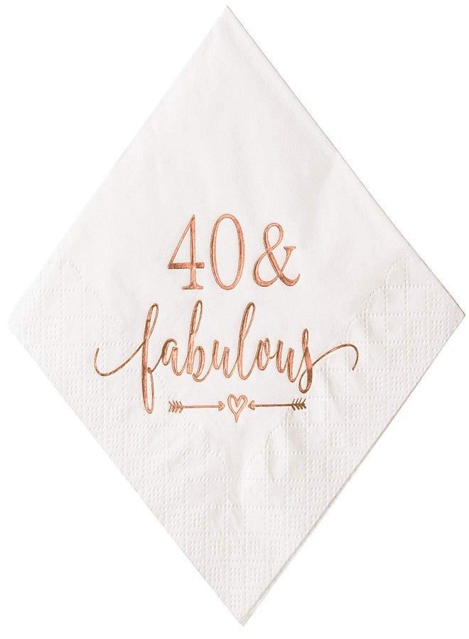 Crisky 40 and Fabulous Cocktail Napkins Rose Gold for Women 40th Birthday Decorations, 40th Birthday Bevergae Dessert Table Supplies, 50Pcs, 3-Ply - Image 1