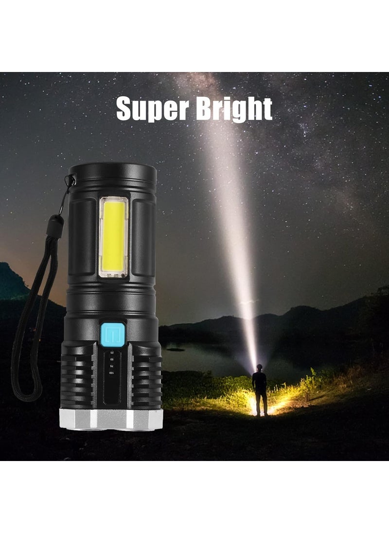 DARDRIS DARDRIS 4 in 1 LED Torch Light USB Rechargeable 3W Flashlight with LongDistance Beam 4 Modes Tactical Camping Hiking Emergency Searchlight COB Light Torch Light  - Image 5