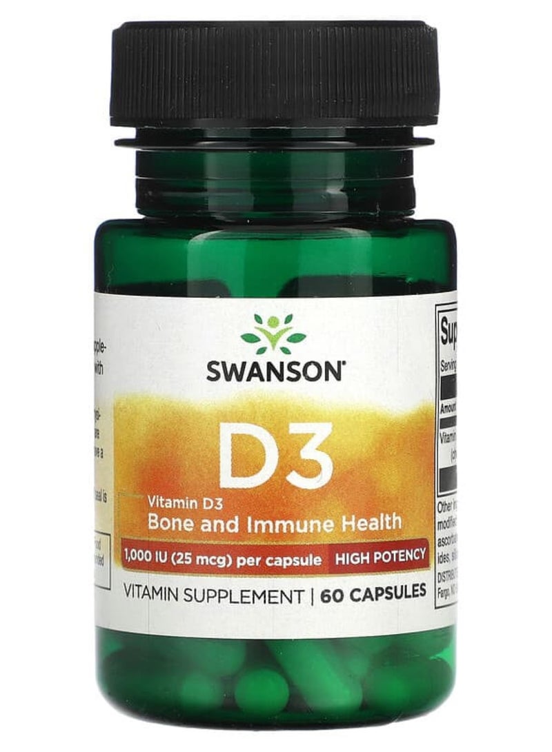 SWANSON Vitamin D3 - High Potency 1,000 Iu (25 mcg) 60 Caps