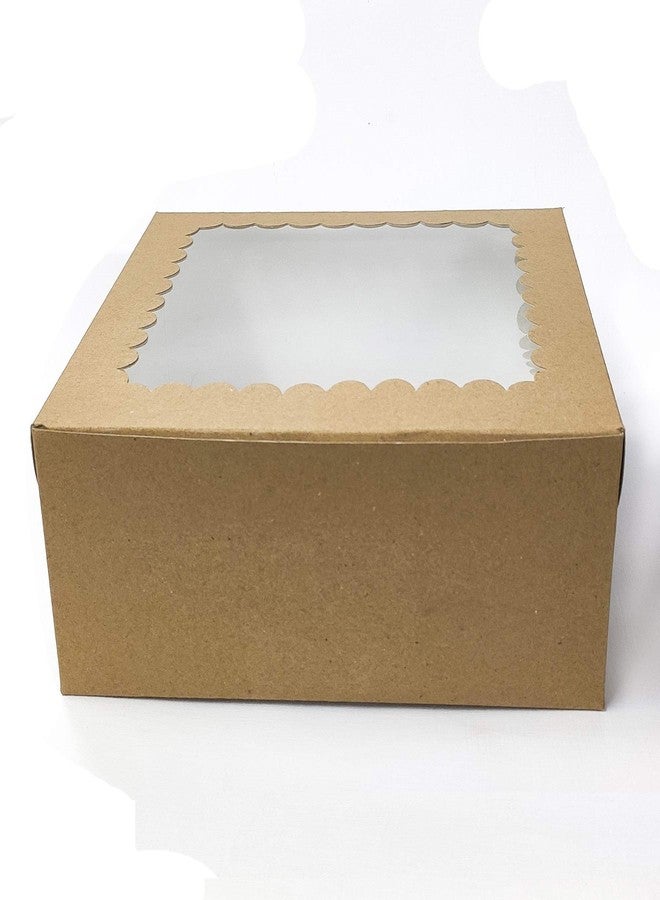 Intactmedia Kraft Cake Box with Window - 360gsm Sturdy Brown Pastry Box for Donuts, Cupcakes & Cookies - Small Bakery Gift Box for Xmas & Party Favors Pack of 20 - Image 1