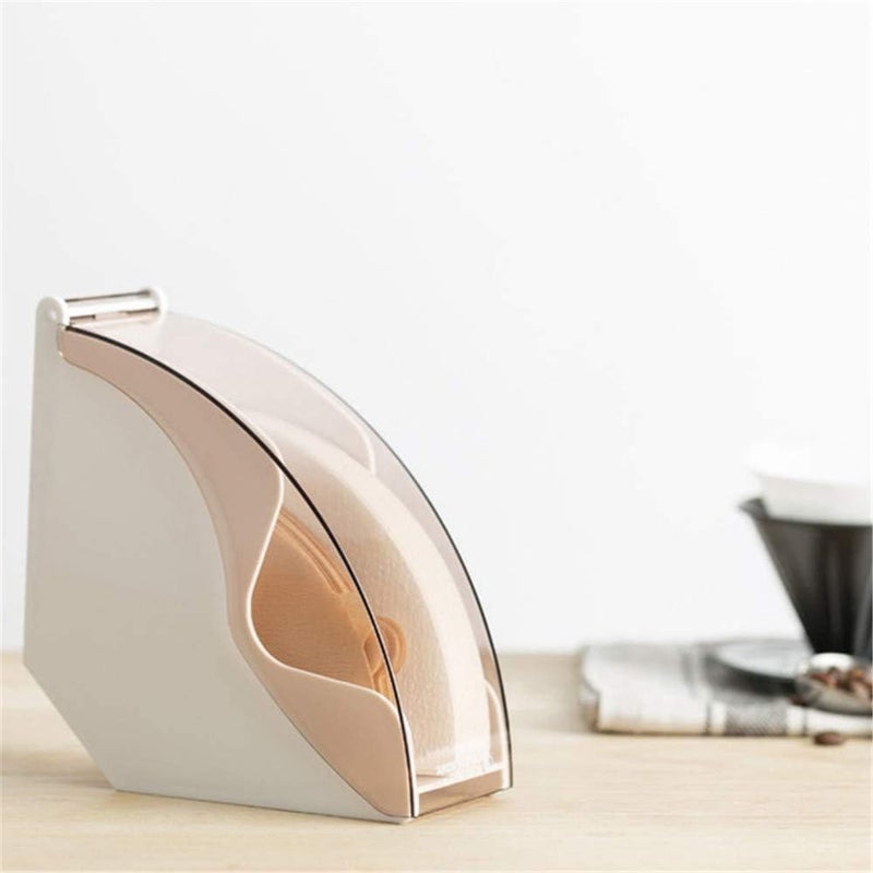 Tk Coffee Filter Box Acrylic Filter Paper Holder Coffee Shop V60 Filter Paper Fan Filter Paper Dust Box Suitable for Coffee Shop Home Use (White) (White) - Image 2