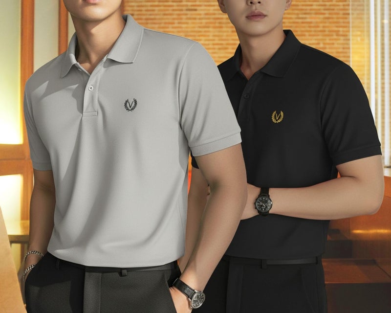 Mack Jonney Men’s Solid Polo T-Shirt | Premium Cotton Blend | Regular Fit | Short Sleeve | Collared Casual Wear | Pack of 2-MJ-182 - Image 2