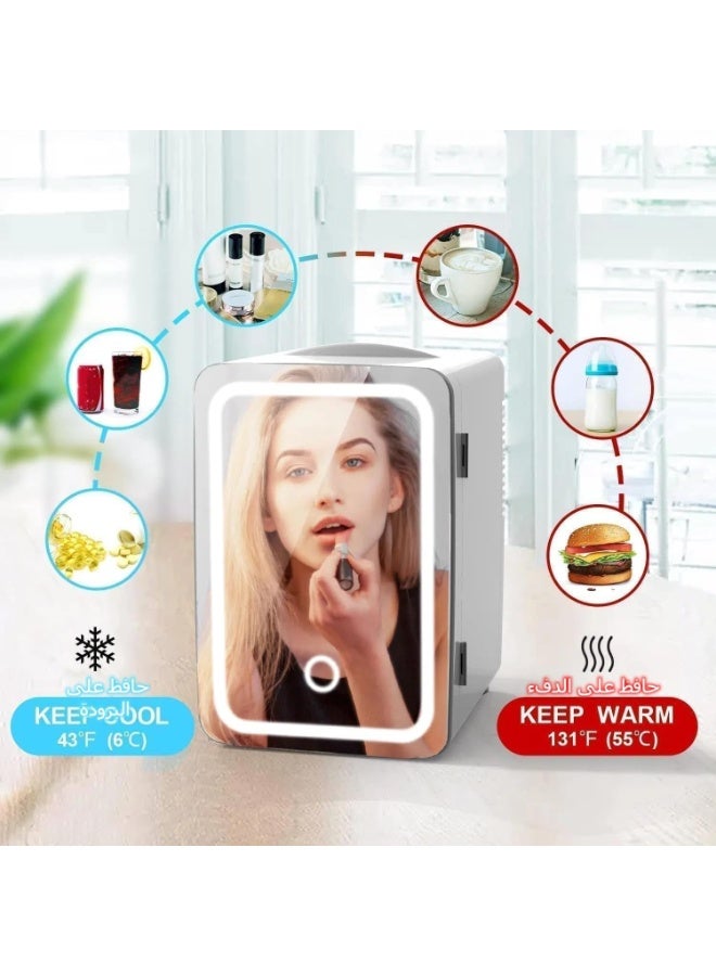 NIUB Mini Fridge 12L for Bedroom, Skincare Fridge, Mirrored Door with Dimmable LED Light, Thermoelectric Cooler and Warmer Compact Refrigerators for Makeup, Food, Office and Car - Image 2