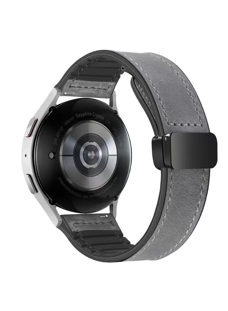 TDZDDYS Leather Watch Band 22mm with Magnetic Buckle Design, Compatible with Huawei GT3/4 46mm, GT3 Pro, Huawei Watch 3, GT2e, GT2 Pro, GT2 42/46mm, Samsung Galaxy Watch 3 45mm/Gear S3 Grey - Image 1