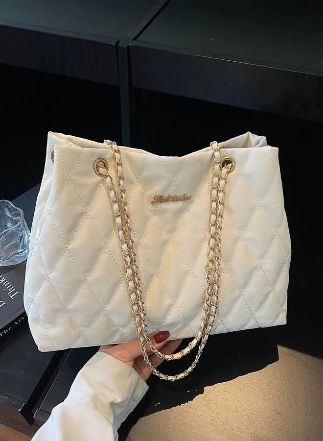 Take Two White Quilted Shoulder Bag