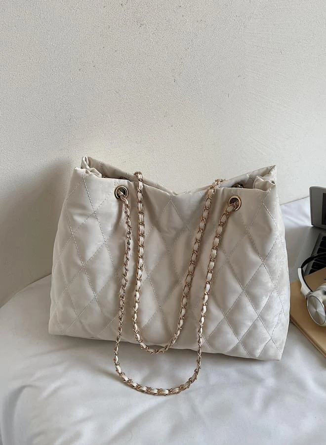 Take Two White Quilted Shoulder Bag