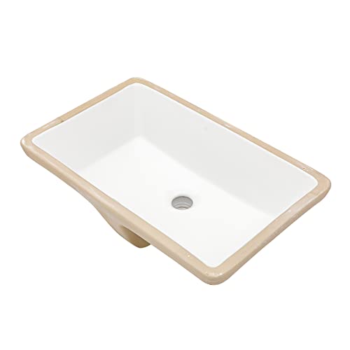 Lordear Undermount Bathroom Sink 21x13 Inch Bathroom Vanity Sinks Undermount Rectangle White Porcelain Ceramic Bathroom Under Counter Lavatory Basin with Overflow - Image 1